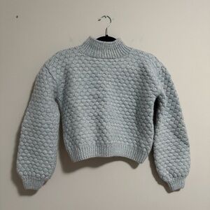 Gaâla light blue hand knit wool winter sweater